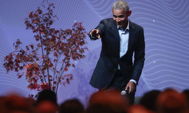 Hellerudsletta 20180926.
USAs tidligere president Barack Obama gjester Oslo Business Forum på X Meeting Point på Hellerudsletta onsdag.
Foto: Håkon Mosvold Larsen / NTB scanpix